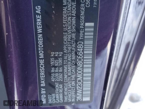 ✅ 2022 BMW 2 Series 230i • VIN: 3MW23CM00N8C66480 • Лот: 86876904. Опубликован ранее на Copart с пробегом 25 804 миль. Бесплатный доступ к архиву аукционных продаж из США и подробный отчёт об истории автомобиля на DreamBid. Изображение 14.