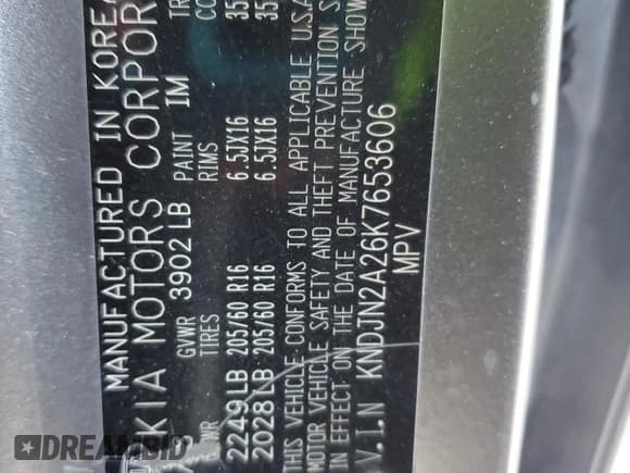 ✅ 2019 Kia Soul • VIN: KNDJN2A26K7653606 • Lot: 82471975. Wystawiony na Copart z przebiegiem 76 494 mil. Bezpłatny archiwum sprzedaży aukcyjnych z USA i szczegółowy raport historii pojazdu na DreamBid. Zdjęcie 13.