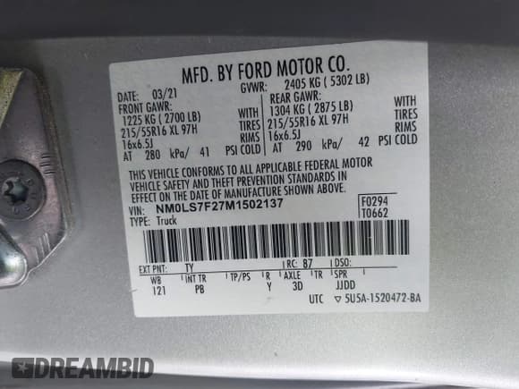 ✅ 2021 Ford Transit Connect XLT • VIN: NM0LS7F27M1502137 • Lot: 42273667. Listed on IAAI with 73,630 mi. Free auction sales archive from the USA and detailed vehicle history report at DreamBid. Image 9.