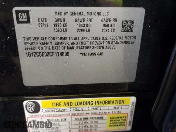 ✅ 2012 Chevrolet Malibu 1LT • VIN: 1G1ZC5E02CF174800 • Lot: 77399564. Wystawiony na Copart z przebiegiem 151 052 mil. Bezpłatny archiwum sprzedaży aukcyjnych z USA i szczegółowy raport historii pojazdu na DreamBid. Zdjęcie 12.