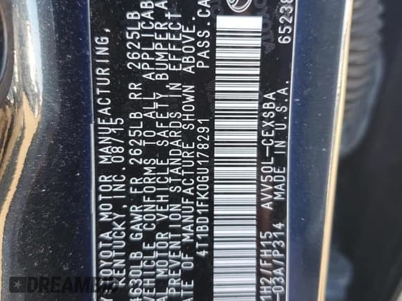 ✅ 2016 Toyota Camry SE • VIN: 4T1BD1FK0GU178291 • Лот: 90830115. Опубликован ранее на Copart с пробегом 244 539 миль. Бесплатный доступ к архиву аукционных продаж из США и подробный отчёт об истории автомобиля на DreamBid. Изображение 12.