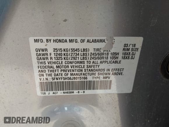 ✅ 2018 Honda Pilot EX-L • VIN: 5FNYF5H56JB015166 • Lot: 43478271. Wystawiony na IAAI z przebiegiem 163 058 mil. Bezpłatny archiwum sprzedaży aukcyjnych z USA i szczegółowy raport historii pojazdu na DreamBid. Zdjęcie 9.