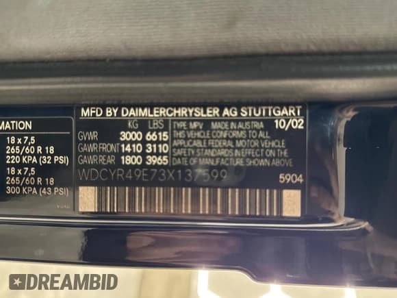 ✅ 2003 Mercedes-Benz G 500 • VIN: WDCYR49E73X137599 • Lot: 50848695. Wystawiony na Copart z przebiegiem 157 409 mil. Bezpłatny archiwum sprzedaży aukcyjnych z USA i szczegółowy raport historii pojazdu na DreamBid. Zdjęcie 10.