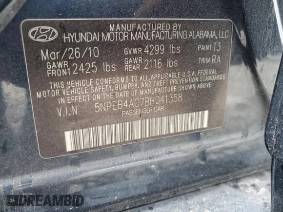 ✅ 2011 Hyundai Sonata GLS • VIN: 5NPEB4AC7BH041358 • Lot: 72346294. Listed on Copart with 199,407 mi. Free auction sales archive from the USA and detailed vehicle history report at DreamBid. Image 14.