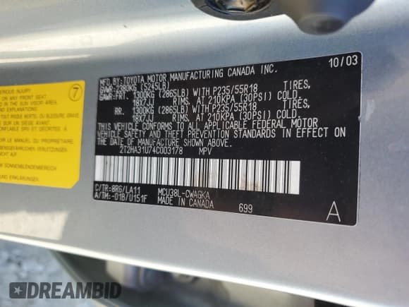 ✅ 2004 Lexus RX 330 • VIN: 2T2HA31U74C003178 • Lot: 85400905. Listed on Copart with 175,251 mi. Free auction sales archive from the USA and detailed vehicle history report at DreamBid. Image 13.