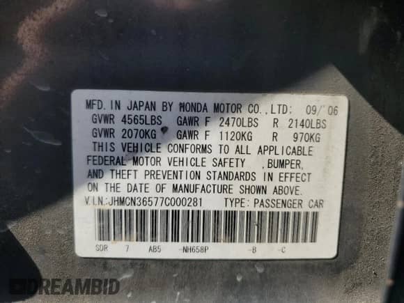 2007 Honda Accord z VIN JHMCN36577C000281, wystawiony jako Copart lot #56551685 z przebiegiem 114 240 mil mil oraz Czysty tytuł • Clean title. Historia ofert i sprzedaży dostępna na DreamBid. Obrazek 12.