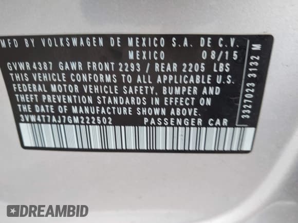 ✅ 2016 Volkswagen Jetta GLI SE • VIN: 3VW4T7AJ7GM222502 • Lot: 43006577. Wystawiony na IAAI z przebiegiem 102 488 mil. Bezpłatny archiwum sprzedaży aukcyjnych z USA i szczegółowy raport historii pojazdu na DreamBid. Zdjęcie 9.