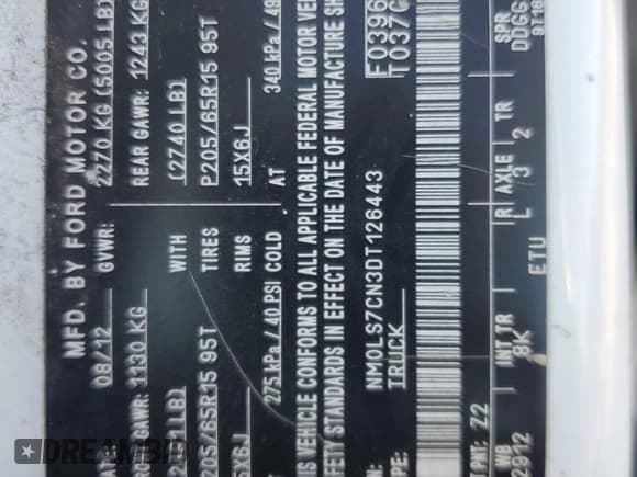 ✅ 2013 Ford Transit Connect XL • VIN: NM0LS7CN3DT126443 • Lot: 93942325. Listed on Copart with 151,798 mi. Free auction sales archive from the USA and detailed vehicle history report at DreamBid. Image 13.