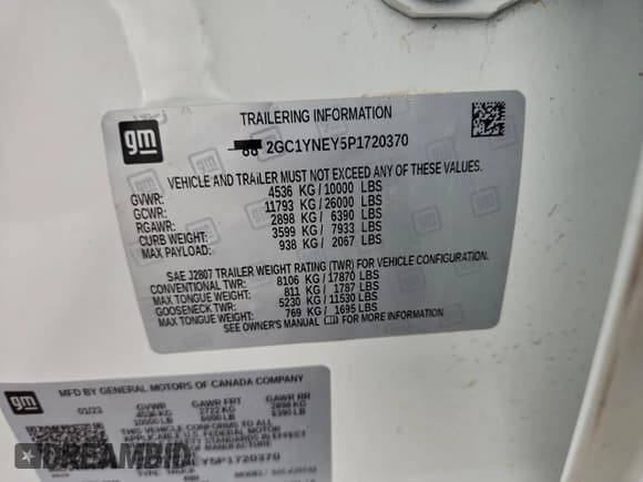 ✅ 2023 Chevrolet Silverado 2500HD LT • VIN: 2GC1YNEY5P1720370 • Лот: 94972765. Опубликован ранее на Copart с пробегом 47 447 миль. Бесплатный доступ к архиву аукционных продаж из США и подробный отчёт об истории автомобиля на DreamBid. Изображение 12.