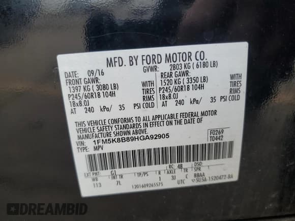 ✅ 2017 Ford Explorer • VIN: 1FM5K8B89HGA92905 • Lot: 58726125. Wystawiony na Copart z przebiegiem 110 116 mil. Bezpłatny archiwum sprzedaży aukcyjnych z USA i szczegółowy raport historii pojazdu na DreamBid. Zdjęcie 13.