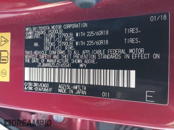 ✅ 2018 Lexus NX 300 • VIN: JTJBARBZ0J2165541 • Lot: 41786897. Listed on IAAI with 70,612 mi. Free auction sales archive from the USA and detailed vehicle history report at DreamBid. Image 9.