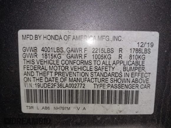 ✅ 2020 Acura ILX • VIN: 19UDE2F36LA002772 • Lot: 42079890. Listed on IAAI with 58,228 mi. Free auction sales archive from the USA and detailed vehicle history report at DreamBid. Image 9.
