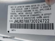 ✅ 2003 Honda CR-V EX • VIN: JHLRD78873C024722 • Lot: 43604836. Listed on IAAI with 167,846 mi. Free auction sales archive from the USA and detailed vehicle history report at DreamBid. Image 9.