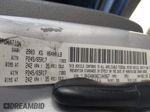 ✅ 2006 Jeep Commander • VIN: 1J8HG48K06C104967 • Lot: 43535318. Listed on IAAI with 289,456 mi. Free auction sales archive from the USA and detailed vehicle history report at DreamBid. Image 9.