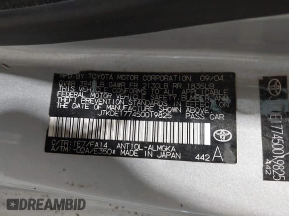 ✅ 2005 Scion tC • VIN: JTKDE177450019825 • Lot: 43894175. Wystawiony na IAAI z przebiegiem 245 045 mil. Bezpłatny archiwum sprzedaży aukcyjnych z USA i szczegółowy raport historii pojazdu na DreamBid. Zdjęcie 9.