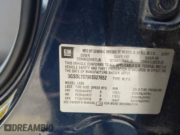 ✅ 2008 Saturn VUE XR • VIN: 3GSDL737985527652 • Lot: 42966470. Wystawiony na IAAI z przebiegiem 120 165 mil. Bezpłatny archiwum sprzedaży aukcyjnych z USA i szczegółowy raport historii pojazdu na DreamBid. Zdjęcie 9.