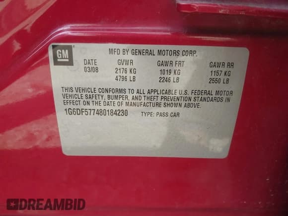 ✅ 2008 Cadillac CTS RWD • VIN: 1G6DF577480184230 • Lot: 42733317. Listed on IAAI with 210,000 mi. Free auction sales archive from the USA and detailed vehicle history report at DreamBid. Image 9.