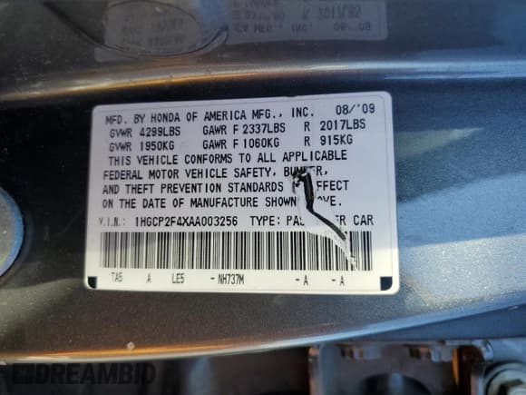 ✅ 2010 Honda Accord LX-P • VIN: 1HGCP2F4XAA003256 • Lot: 90691185. Listed on Copart with 205,752 mi. Free auction sales archive from the USA and detailed vehicle history report at DreamBid. Image 12.