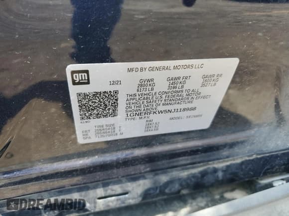 ✅ 2022 Chevrolet Traverse LS • VIN: 1GNERFKW5NJ118988 • Lot: 61901824. Listed on Copart with Not provided. Free auction sales archive from the USA and detailed vehicle history report at DreamBid. Image 12.