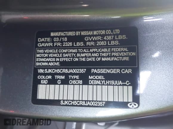 ✅ 2018 Infiniti QX30 Luxury • VIN: SJKCH5CR8JA002357 • Lot: 42117409. Listed on IAAI with 103,034 mi. Free auction sales archive from the USA and detailed vehicle history report at DreamBid. Image 9.