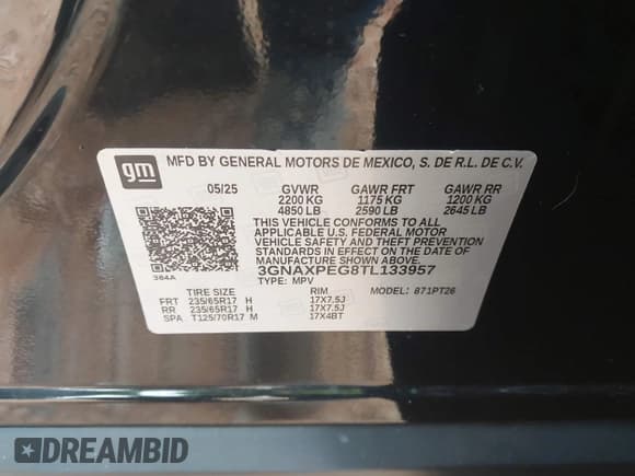 ✅ 2026 Chevrolet Equinox AWD LT • VIN: 3GNAXPEG8TL133957 • Лот: 43385314. Опубликован ранее на IAAI с пробегом 2 259 миль. Бесплатный доступ к архиву аукционных продаж из США и подробный отчёт об истории автомобиля на DreamBid. Изображение 9.