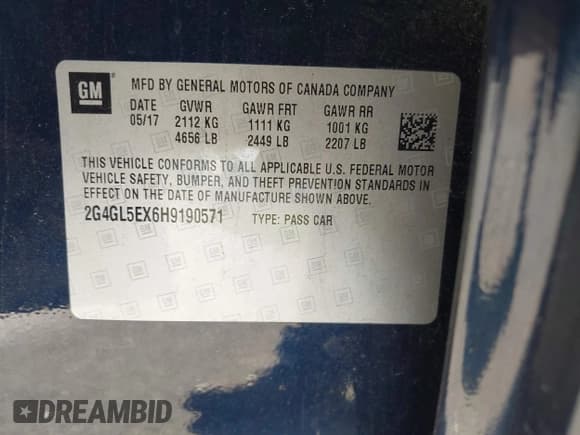 ✅ 2017 Buick Regal Sport Touring • VIN: 2G4GL5EX6H9190571 • Lot: 40851332. Listed on IAAI with 127,044 mi. Free auction sales archive from the USA and detailed vehicle history report at DreamBid. Image 9.