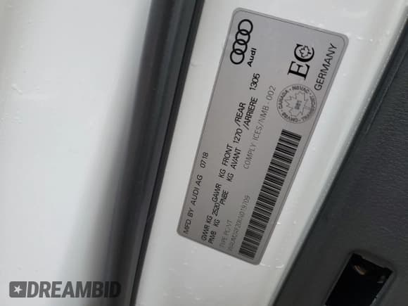 ✅ 2019 Audi A6 Prestige • VIN: WAUM2AF20KN019709 • Lot: 57457955. Listed on Copart with Not provided. Free auction sales archive from the USA and detailed vehicle history report at DreamBid. Image 12.