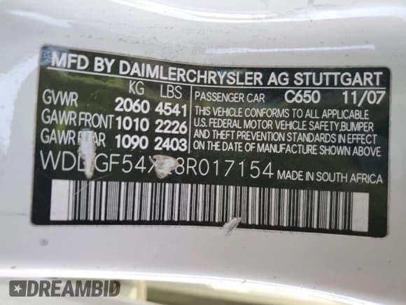 ✅ 2008 Mercedes-Benz C 300 Sport • VIN: WDDGF54X28R017154 • Лот: 86898215. Опубликован ранее на Copart с пробегом 100 211 миль. Бесплатный доступ к архиву аукционных продаж из США и подробный отчёт об истории автомобиля на DreamBid. Изображение 12.