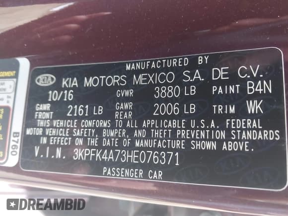 ✅ 2017 Kia Forte LX • VIN: 3KPFK4A73HE076371 • Lot: 43514277. Wystawiony na IAAI z przebiegiem 294 440 mil. Bezpłatny archiwum sprzedaży aukcyjnych z USA i szczegółowy raport historii pojazdu na DreamBid. Zdjęcie 9.