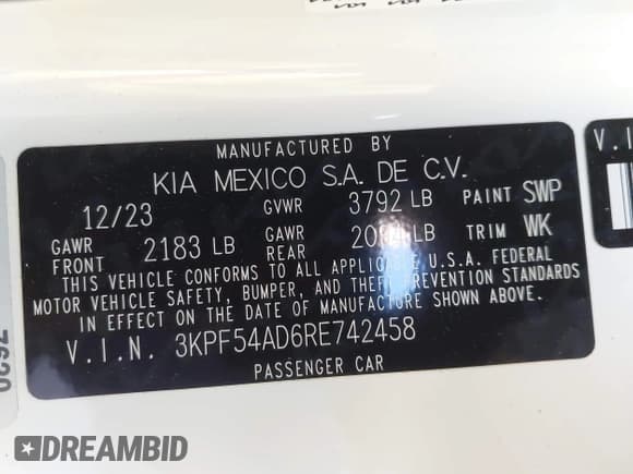 ✅ 2024 Kia Forte GT-Line • VIN: 3KPF54AD6RE742458 • Лот: 43609056. Опубликован ранее на IAAI с пробегом 19 792 миль. Бесплатный доступ к архиву аукционных продаж из США и подробный отчёт об истории автомобиля на DreamBid. Изображение 9.