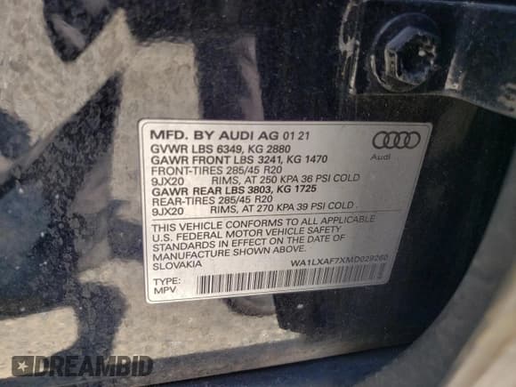 ✅ 2021 Audi Q7 Premium Plus • VIN: WA1LXAF7XMD029260 • Lot: 80357915. Wystawiony na Copart z przebiegiem 92 062 mil. Bezpłatny archiwum sprzedaży aukcyjnych z USA i szczegółowy raport historii pojazdu na DreamBid. Zdjęcie 13.