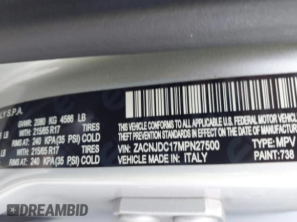 ✅ 2021 Jeep Renegade Trailhawk • VIN: ZACNJDC17MPN27500 • Lot: 42206678. Listed on IAAI with 114,258 mi. Free auction sales archive from the USA and detailed vehicle history report at DreamBid. Image 9.