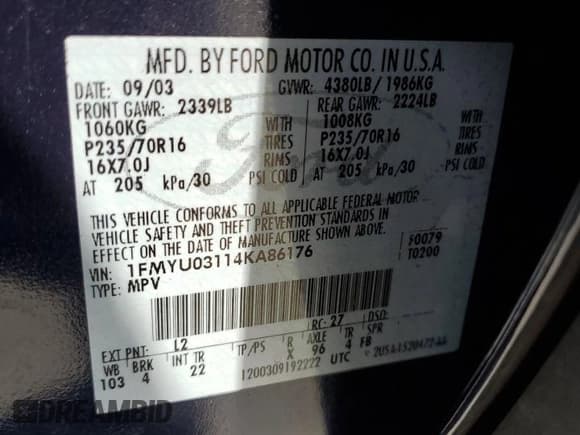 ✅ 2004 Ford Escape XLT • VIN: 1FMYU03114KA86176 • Lot: 56349235. Listed on Copart with 232,849 mi. Free auction sales archive from the USA and detailed vehicle history report at DreamBid. Image 13.