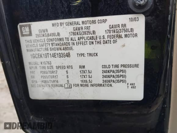 2004 Chevrolet Silverado 1500 с VIN 1GCEK19T14E193948, выставлен на аукционе IAAI как лот 41515676 с пробегом 188 289 миль миль и . История ставок и продаж доступна на DreamBid. Изображение 9.