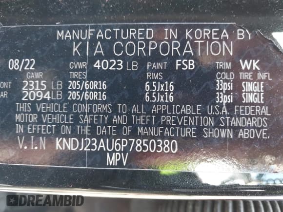 ✅ 2023 Kia Soul LX • VIN: KNDJ23AU6P7850380 • Lot: 42647275. Wystawiony na IAAI z przebiegiem 46 982 mil. Bezpłatny archiwum sprzedaży aukcyjnych z USA i szczegółowy raport historii pojazdu na DreamBid. Zdjęcie 9.