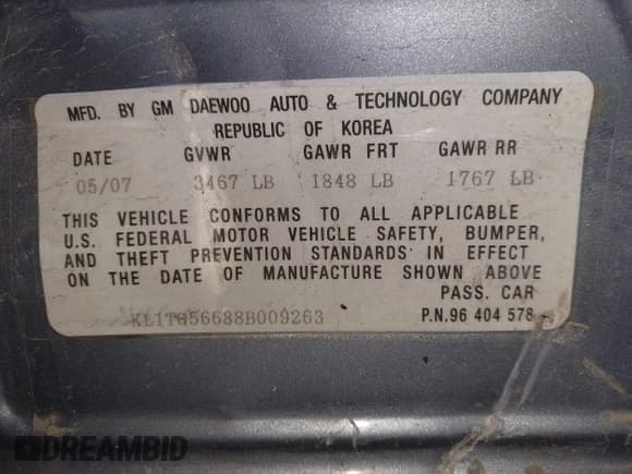 ✅ 2008 Chevrolet Aveo LT • VIN: KL1TG56688B009263 • Lot: 42033978. Wystawiony na IAAI z przebiegiem 121 216 mil. Bezpłatny archiwum sprzedaży aukcyjnych z USA i szczegółowy raport historii pojazdu na DreamBid. Zdjęcie 9.