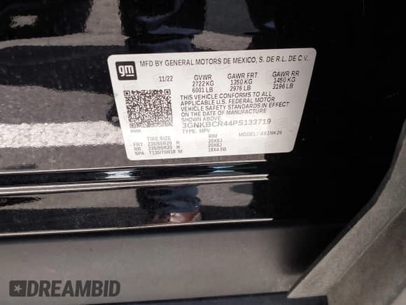 ✅ 2023 Chevrolet Blazer LT • VIN: 3GNKBCR44PS133719 • Lot: 42434657. Listed on IAAI with Not provided. Free auction sales archive from the USA and detailed vehicle history report at DreamBid. Image 8.