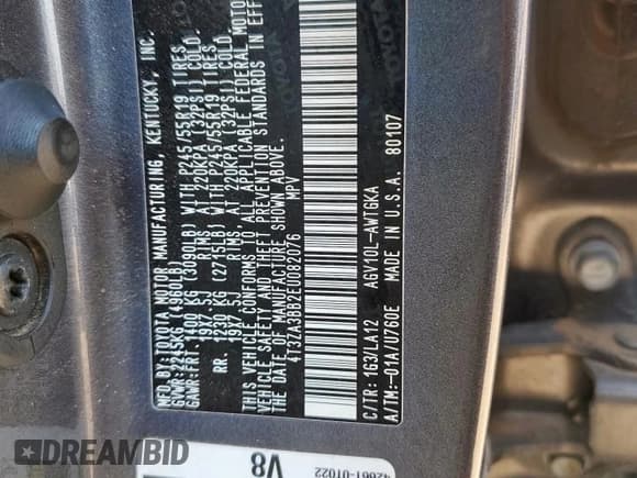 ✅ 2014 Toyota Venza XLE • VIN: 4T3ZA3BB2EU082076 • Lot: 70755205. Listed on Copart with 181,350 mi. Free auction sales archive from the USA and detailed vehicle history report at DreamBid. Image 13.