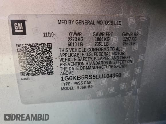 ✅ 2020 Cadillac CT6 Luxury • VIN: 1G6KB5RS5LU104360 • Lot: 87357265. Listed on Copart with 123,688 mi. Free auction sales archive from the USA and detailed vehicle history report at DreamBid. Image 12.