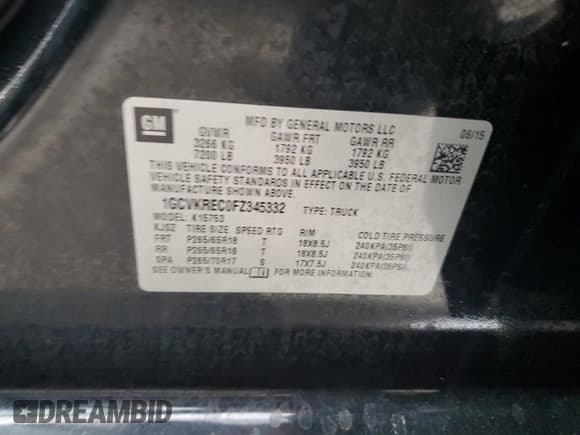 ✅ 2015 Chevrolet Silverado 1500 LT • VIN: 1GCVKREC0FZ345332 • Лот: 76372464. Опубликован ранее на Copart с пробегом 128 127 миль. Бесплатный доступ к архиву аукционных продаж из США и подробный отчёт об истории автомобиля на DreamBid. Изображение 12.
