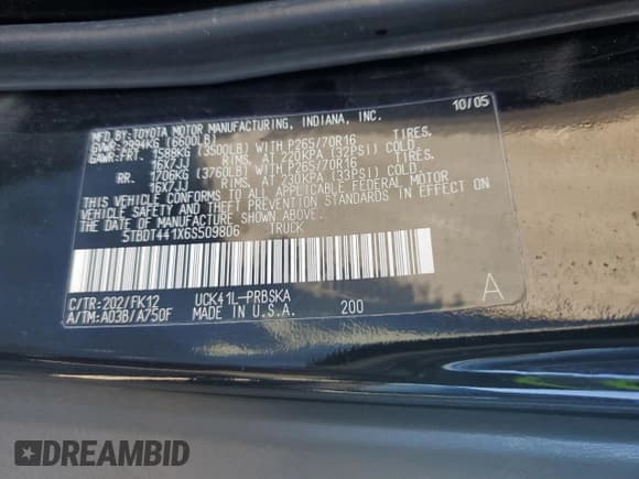 ✅ 2006 Toyota Tundra SR5 • VIN: 5TBDT441X6S509806 • Lot: 90689475. Wystawiony na Copart z przebiegiem 176 667 mil. Bezpłatny archiwum sprzedaży aukcyjnych z USA i szczegółowy raport historii pojazdu na DreamBid. Zdjęcie 12.