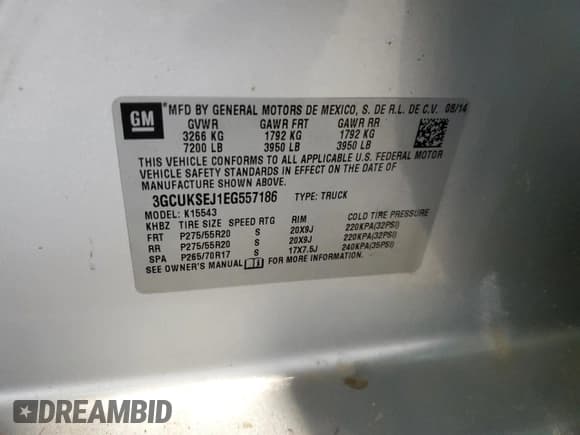 ✅ 2014 Chevrolet Silverado 1500 LTZ • VIN: 3GCUKSEJ1EG557186 • Лот: 82958454. Опубликован ранее на Copart с пробегом 114 498 миль. Бесплатный доступ к архиву аукционных продаж из США и подробный отчёт об истории автомобиля на DreamBid. Изображение 13.