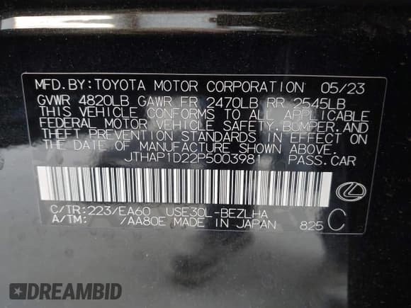 ✅ 2023 Lexus IS 500 F Sport Performance • VIN: JTHAP1D22P5003981 • Lot: 42262101. Wystawiony na IAAI z przebiegiem 13 479 mil. Bezpłatny archiwum sprzedaży aukcyjnych z USA i szczegółowy raport historii pojazdu na DreamBid. Zdjęcie 9.