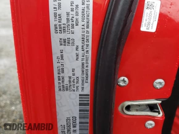 ✅ 2021 Ram 3500 Tradesman • VIN: 3C63R3GJ2MG623731 • Lot: 43449385. Wystawiony na Copart z przebiegiem 64 609 mil. Bezpłatny archiwum sprzedaży aukcyjnych z USA i szczegółowy raport historii pojazdu na DreamBid. Zdjęcie 12.