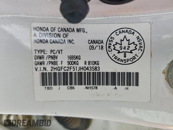 ✅ 2018 Honda Civic LX • VIN: 2HGFC2F51JH043583 • Lot: 95067065. Listed on Copart with 87,558 mi. Free auction sales archive from the USA and detailed vehicle history report at DreamBid. Image 12.