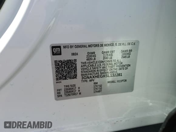 ✅ 2025 Chevrolet Equinox FWD LT • VIN: 3GNAXHEGXSL132281 • Lot: 53925545. Wystawiony na Copart z przebiegiem 4 916 mil. Bezpłatny archiwum sprzedaży aukcyjnych z USA i szczegółowy raport historii pojazdu na DreamBid. Zdjęcie 12.