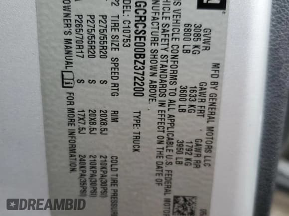 ✅ 2011 Chevrolet Silverado 1500 LT • VIN: 1GCRCSE00BZ372200 • Lot: 75171554. Listed on Copart with Not provided. Free auction sales archive from the USA and detailed vehicle history report at DreamBid. Image 13.