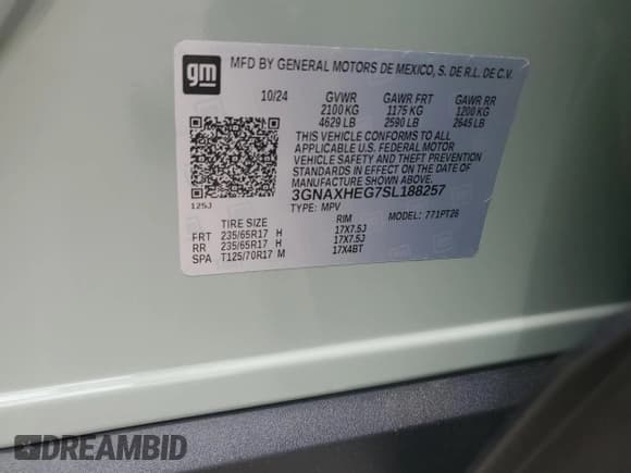 ✅ 2025 Chevrolet Equinox FWD LT • VIN: 3GNAXHEG7SL188257 • Lot: 56384155. Wystawiony na Copart z przebiegiem 7 091 mil. Bezpłatny archiwum sprzedaży aukcyjnych z USA i szczegółowy raport historii pojazdu na DreamBid. Zdjęcie 12.