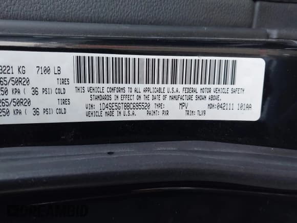 ✅ 2011 Dodge Durango Citadel • VIN: 1D4SE5GT8BC695520 • Lot: 43644635. Listed on IAAI with 214,557 mi. Free auction sales archive from the USA and detailed vehicle history report at DreamBid. Image 9.