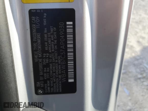 ✅ 2010 BMW 3 Series 335i • VIN: WBAWB7C57AP049030 • Лот: 47289865. Опубликован ранее на Copart с пробегом 125 515 миль. Бесплатный доступ к архиву аукционных продаж из США и подробный отчёт об истории автомобиля на DreamBid. Изображение 12.